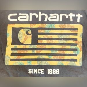 Carhartt Relaxed Fit Midweight Camo Flag Graphic Shirt Small Men's Long Sleeve C